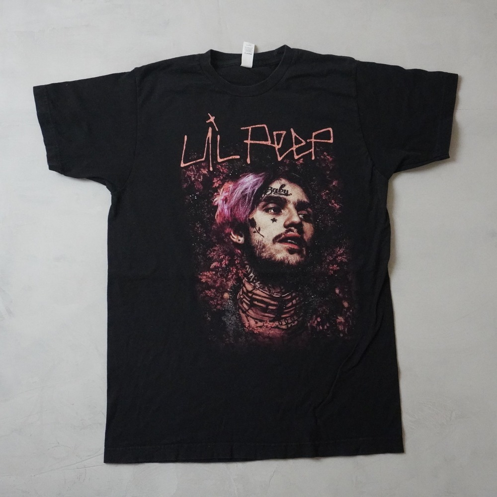 Lil Peep Graphic T-Shirt Medium Mens Black Short Sleeve Emo Rap Tultex